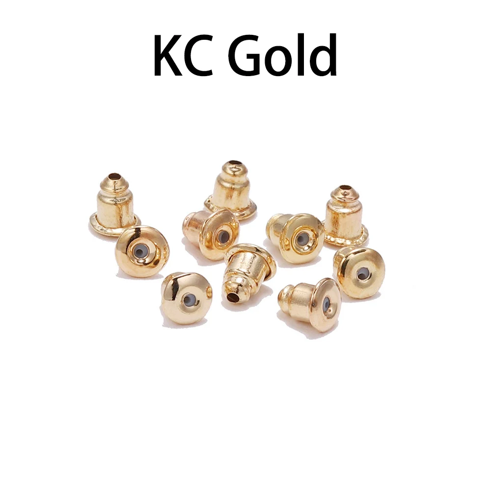 KC Gold 5*6 мм, 200 шт, серьги-шпильки, фиксаторы, прокрутки для ушей, сделай сам, закрытые колпачки, серьги, задние фиксаторы, аксессуары для ушей - Цвет: KC Gold