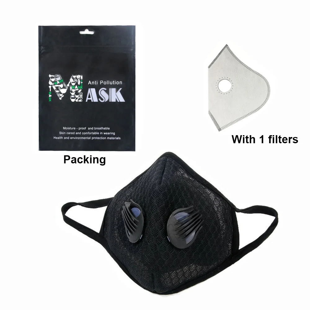 Спортивная маска для лица PM2.5 смываемая защита от загрязнения Углеродный фильтр