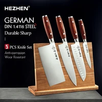 hezhen 5pc kitchen knife set cleaverchefsantokuutilitymagnetic knife holder stainless steel kitchen tool