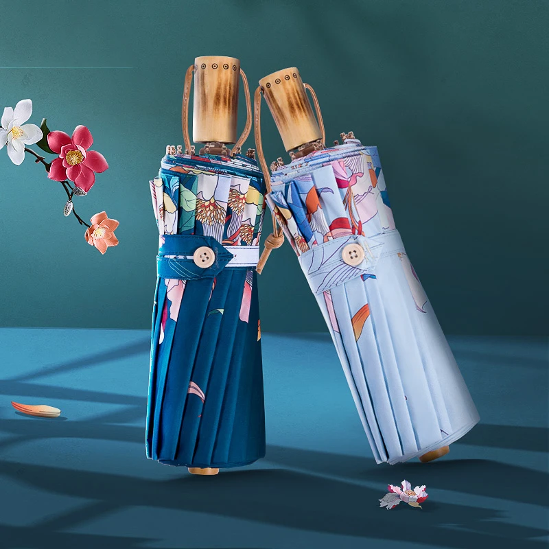 

Uv Women Folding Umbrella Flower Automatic Big Portable Sun Parasol Rain Gear Chinese Warterproof Paraplu Household Items AE50UB