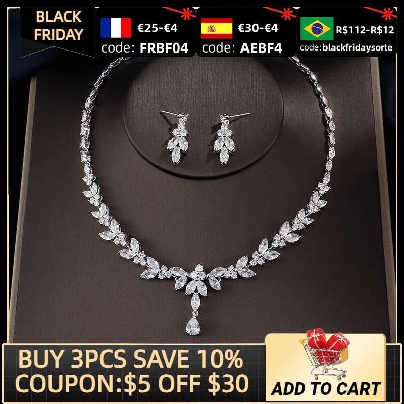 

2pcs Pack luxury classic 925 sterling silver jewelry set for wedding women drop earring Necklace pendant anniversay gift J4805