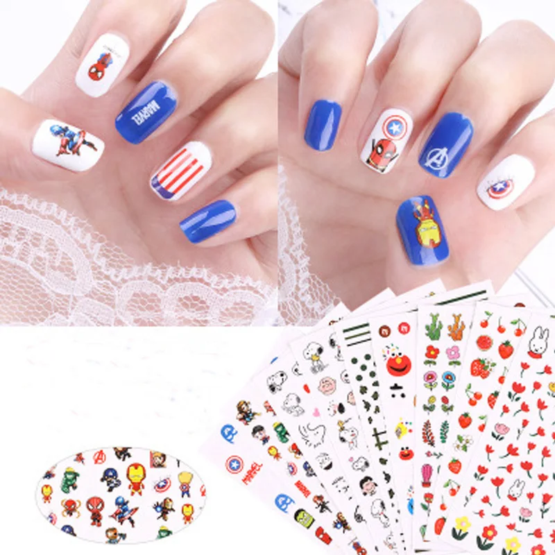 9 шт./компл. 3D Мути цветная наклейка для ногтей Летний Цветок Клей DIY домашний