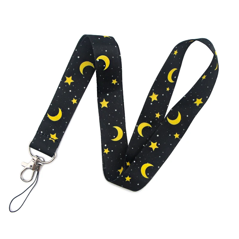 

LB2236 Moon and Star Keychain Good Night Neck Strap Cell Phone Key ID Card Holder Lanyard for Keys DIY Hanging Rope Lanyards