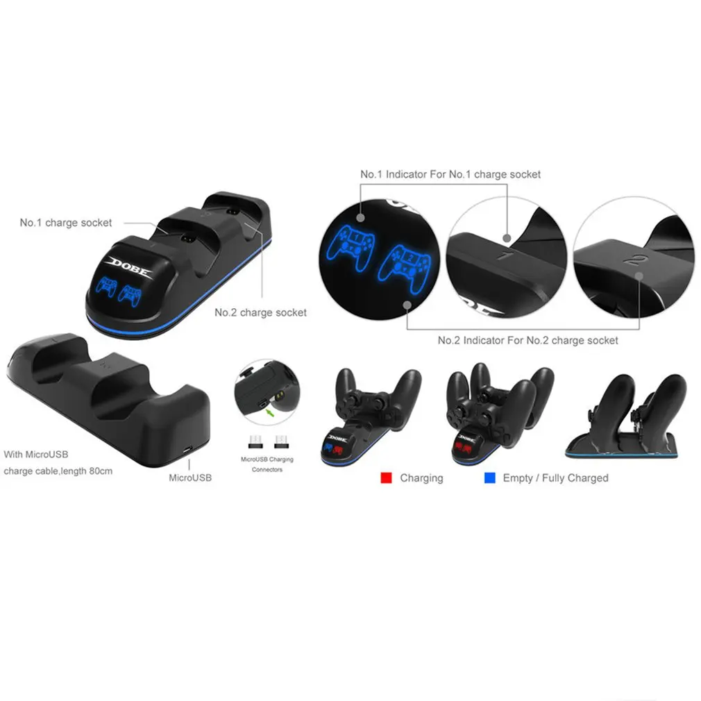 For PS4 Controller Charger DualShock 4 USB Charging Station Dock for Sony Charging Dock Controllers Charger
