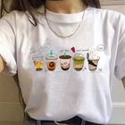 Кофе, молочный чай, футболки с принтом мороженое Забавный принт для женщин футболка Летняя Повседневная Свободная футболка 5 видов цветов футболка для девочек базовая с обработанным круглым