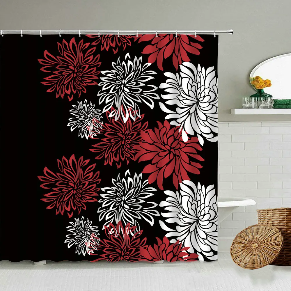 Занавеска для душа с абстрактным цветочным узором водонепроницаемые