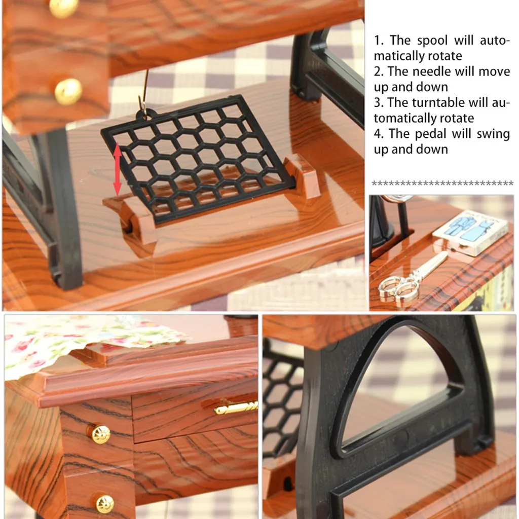 1 шт. винтажная мини-швейная машина с замком музыкальная шкатулка детская игрушка