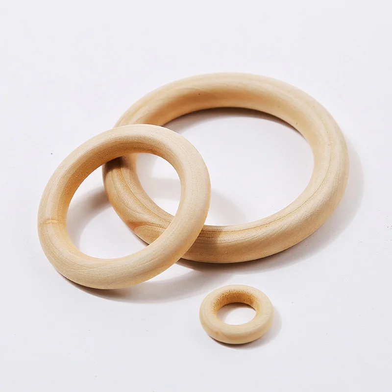 Anillos de dentici&oacute;n Natural para beb&eacute;, collar de madera, pulsera, manualidades DIY, 30mm-4