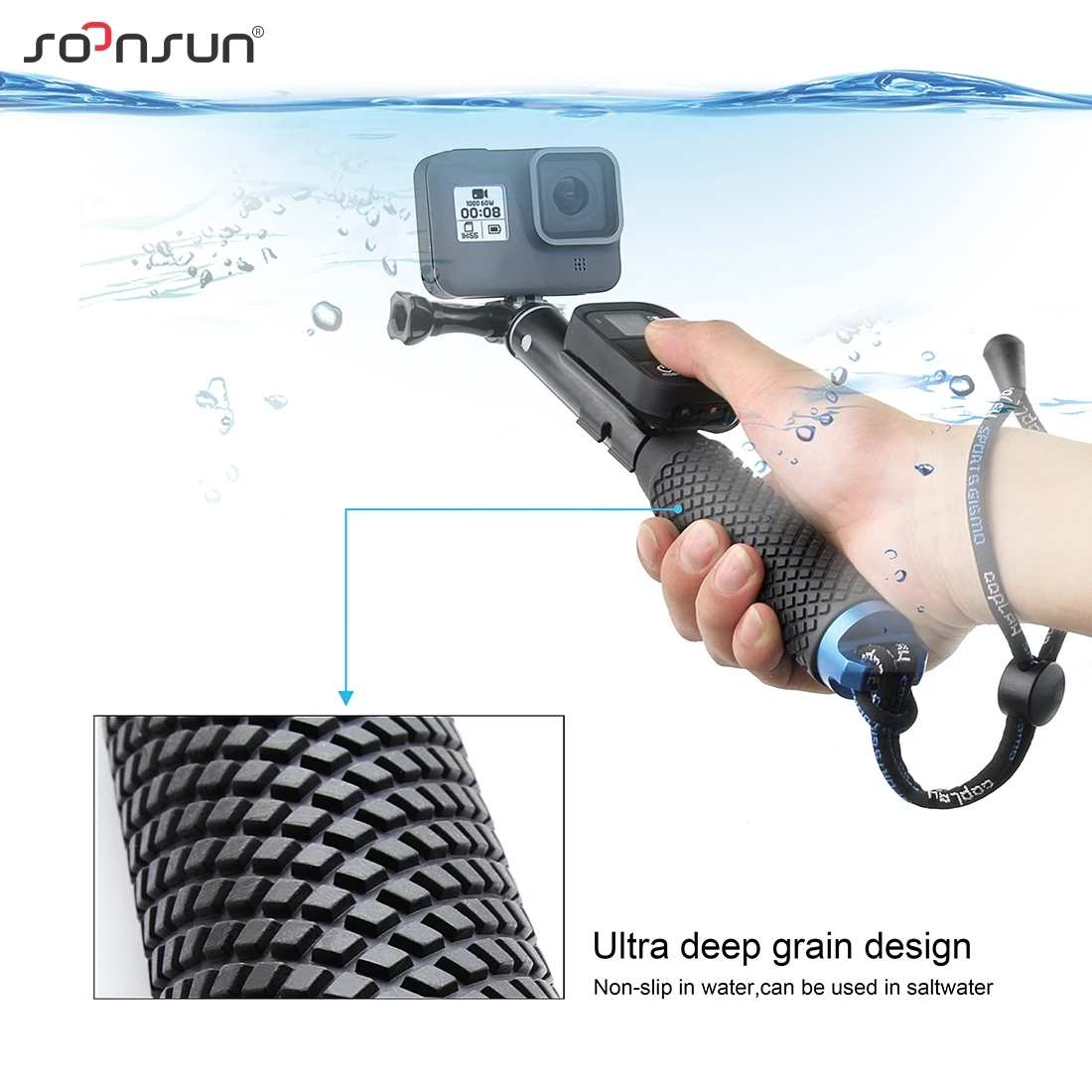 SOONSUN алюминиевый выдвижной монопод шест палка для селфи GoPro Hero 11/10/9/8/7/6/5/4 Макс 1/4