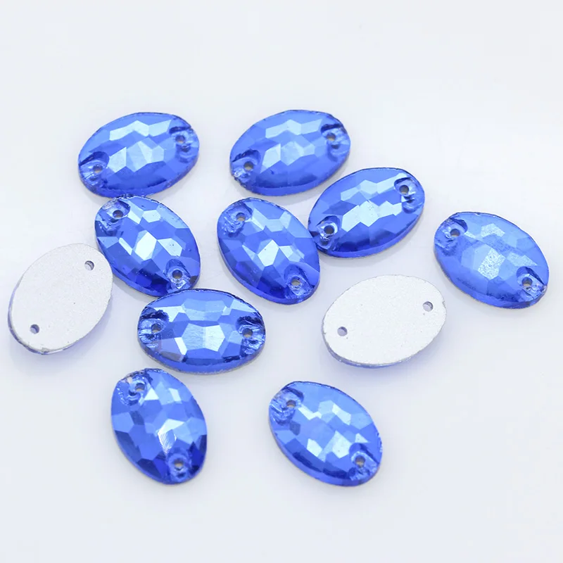 Овальные Стеклянные Камни для шитья всех размеров 18 цветов стразы с плоской