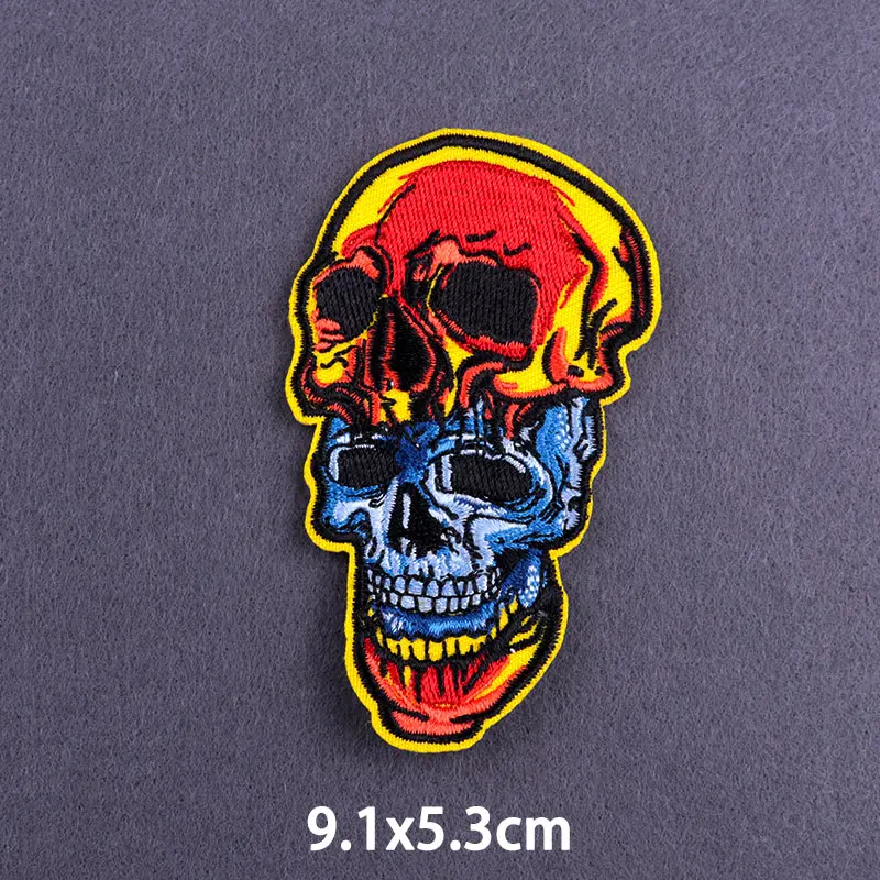 Красные Вышитые нашивки хиппи с черепом для одежды термоклейкие в стиле панк-рок