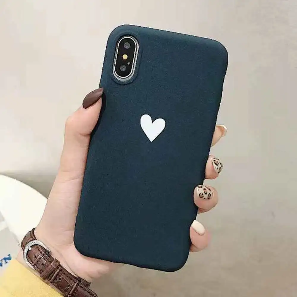 LCHULLE матовые милые чехлы с сердечками для IPhone XR XS MAX X Ультра тонкие мягкие ТПУ