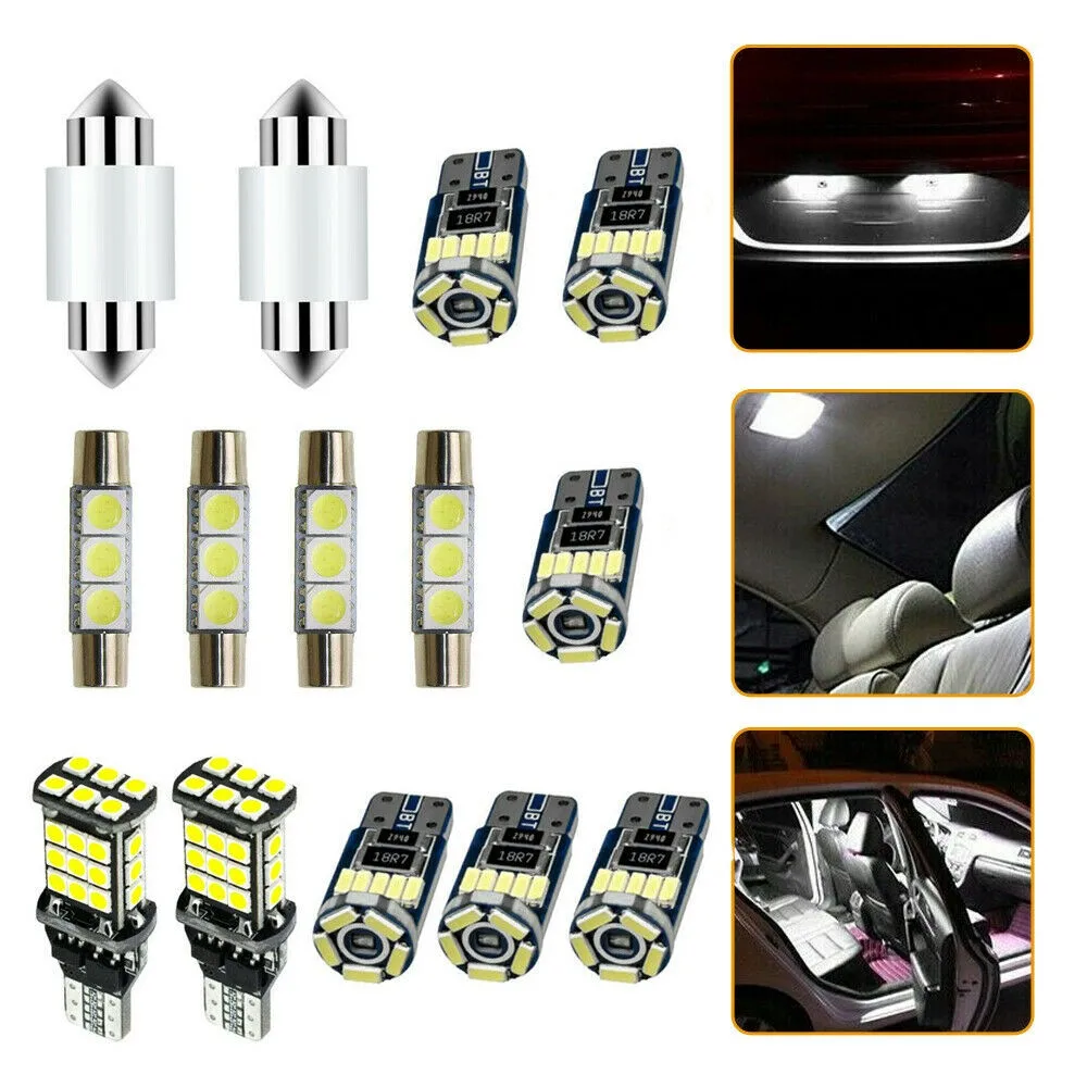 

Plug And Play LED Bulbs Pure White 14pcs Set Accessories Car Dome Lights