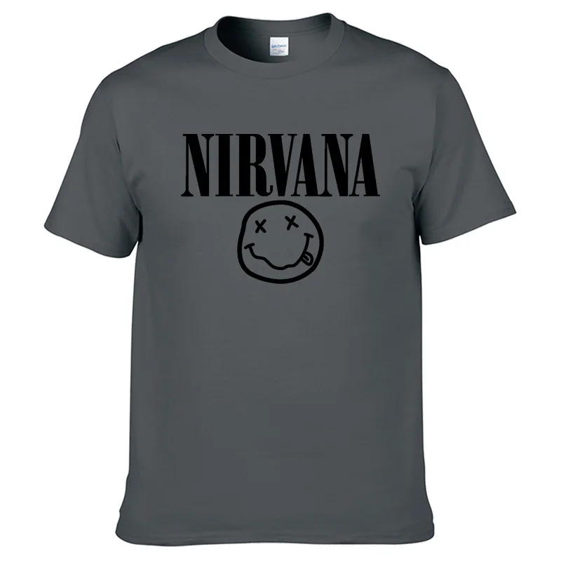Nirvana хип-хоп Мужская футболка Летняя рок-группа Харадзюку Футболка с принтом хлопок Удобная уличная одежда Свободный Топ с круглым вырезом