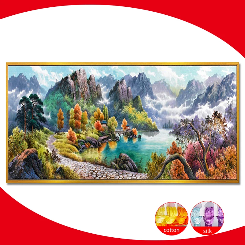 

Beautiful Landscape Chinese Printed Counted Dmc Cross Stitch Kits Embroidery Needlework Sets Landscape Map Cotton Thread