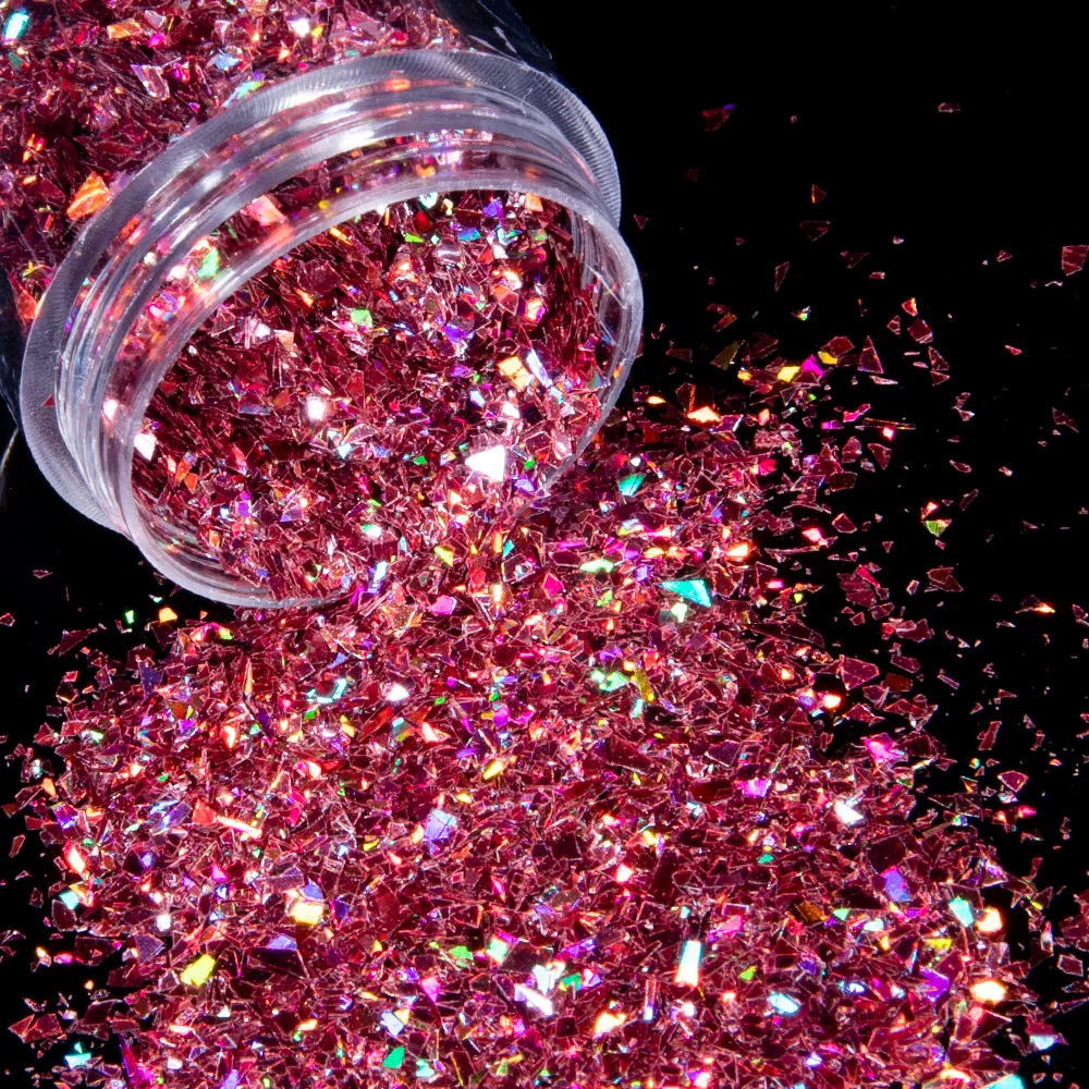 1 банка для ногтей блестки порошок смешанные формы нерегулярные Блестящие