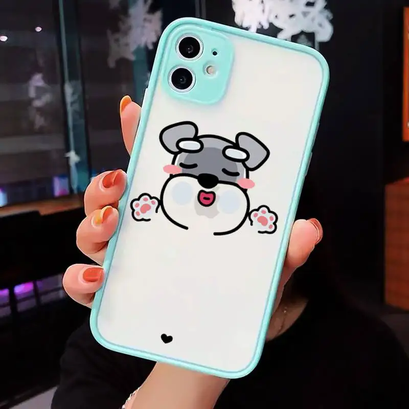 

Cartoon schnauzer dog Phone Cases matte transparent For iphone 7 8 11 12 plus mini x xs xr pro max cover