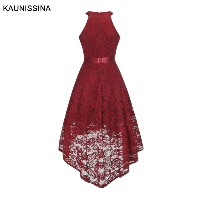 KAUNISSINA, кружевное коктейльное платье с бретелькой через шею, асимметричный бант, сексуальное платье для выпускного вечера, Дамское Платье Vestidos