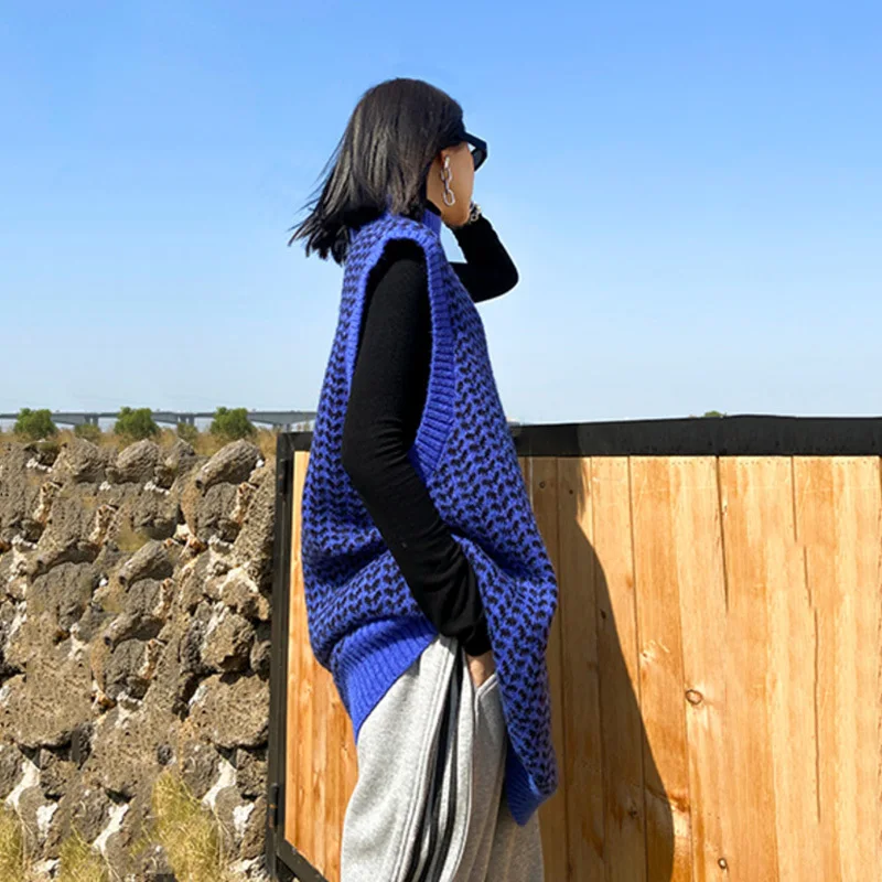 

Knitting Big Size Sweater Loose Fit Round Neck Sleeveless Women Pullovers New Fashion Tide Autumn Winter 2021 1DD3360