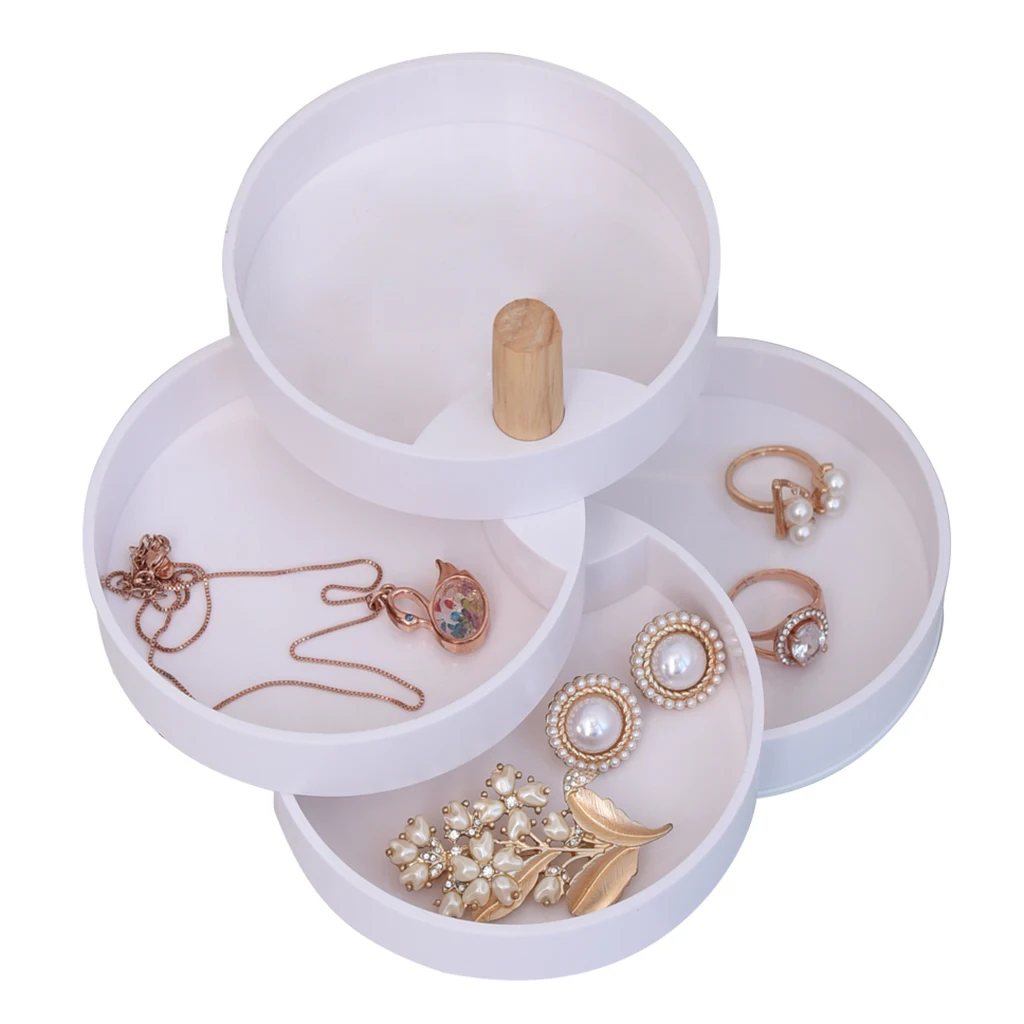

White Plastic Jewelry Display Rack Organizer Necklace Rings Earrings Holder Show Case