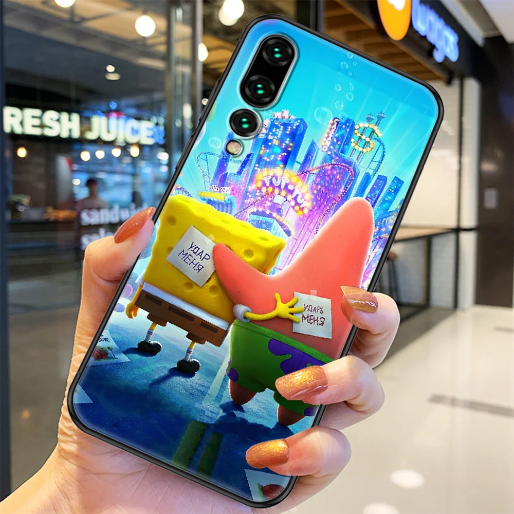 

Cute sponge baby Bob Phone case For Huawei Honor 6 7 8 9 10 10i 20 A C X Lite Pro Play black luxury Etui 3D hoesjes art shell