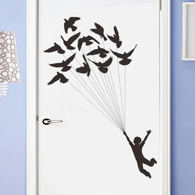 

Flying Kid Wall Stickers for Kids Bedroom Living room Doors Decoraiton Removable Wall Sticker Home Decor Wall Decals Art Murals