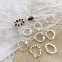 korean retro natural pearl shell beaded ring for women fashion party finger ring jewelry women gift