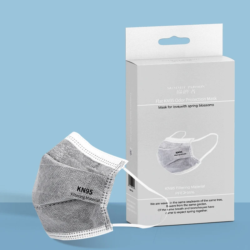 Респиратор Пылезащитный с активированным углем 20 шт./кор. CE KN95 5 слоев серый|Маски|