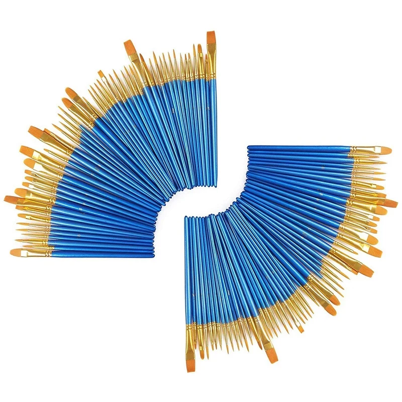 

100 Pieces Paint Brush Set Professional Paint Brushes Artist for Watercolor Oil Acrylic Painting (10-Pack 100PCS)