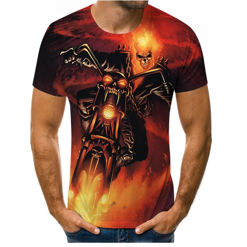 

3D men's Harajuku graffiti cartoon clothing funny 3D color T-shirt leisure horror psychedelic T-shirt printing