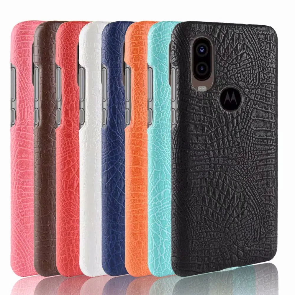 Чехол для Motorola One Vision из искусственной кожи с крокодиловой текстурой и твердым