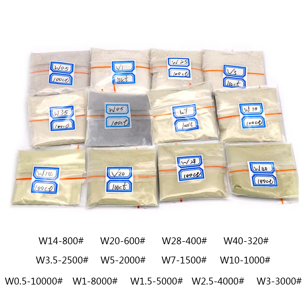 100 карат/20 г W0.5 до W40 полировальный порошок Алмазный микрон полировальные