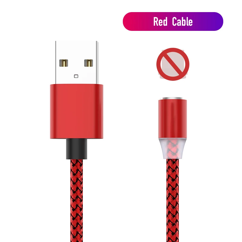 Only Red Cable 1 м светодиодный магнитный USB кабель для iPhone Xs Max и usb type-C кабель Micro USB кабель для samsung Xiaomi huawei USB C адаптер - Цвет: Only Red Cable