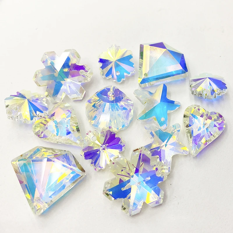 Блестящие стеклянные стразы для шитья AB бусины смешанные размеры Кристалл