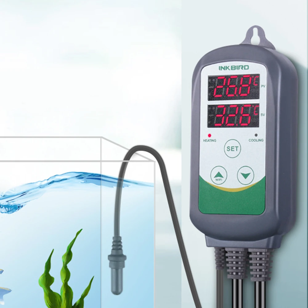INKBIRD ITC-308S Temperature Controller with Plastic Aquarium Probe Heating/Cooling Auto Regulator for Salt-Water Ambience Alarm