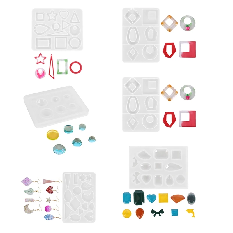 

248Pcs Resin Molds Jewelry Making Kit, Silicone Molds Resin Casting Molds Earring Molds with Hooks, Keychain Pendant