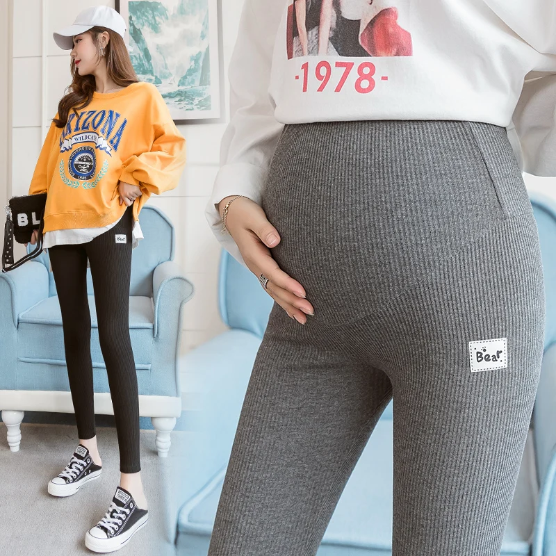 2022 Pregnant Women's Leggings Spring and Autumn Models Pregnant Women's Feet Lift Pants Striped Leggings Maternity Clothes