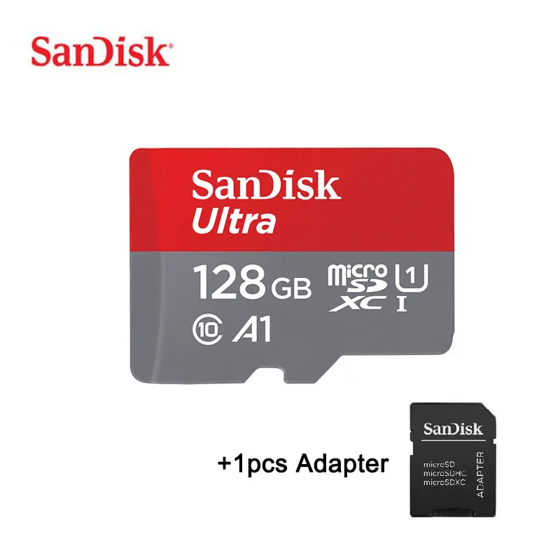 128GB.Adapter SanDisk карта Micro SD 128 г 64 г 32 г 16 г C10 U1 A1 карта памяти Micro карта для телефона компьютера SDXC SDHC скорость до 98 м/с - Емкость: 128GB.Adapter