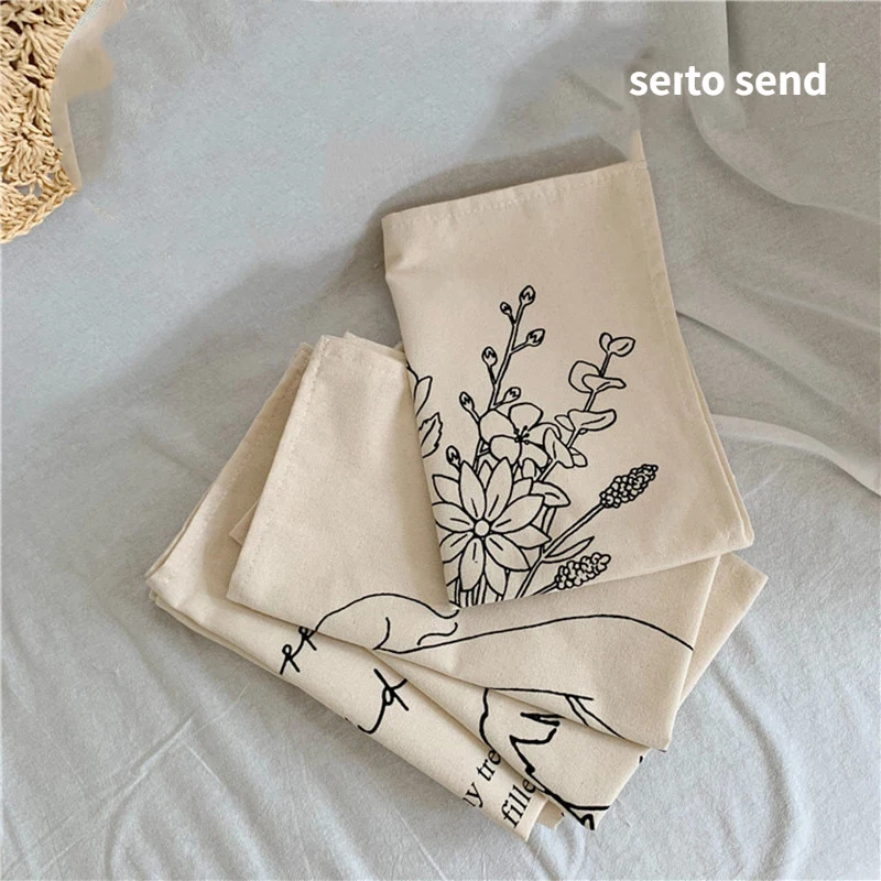 

Nordic Ins Cloth Wall HangingTapestry Flower Korean Fabric Hand-drawn Dorm Room Decor Napkin Tapestry Apartment Bohemian #4