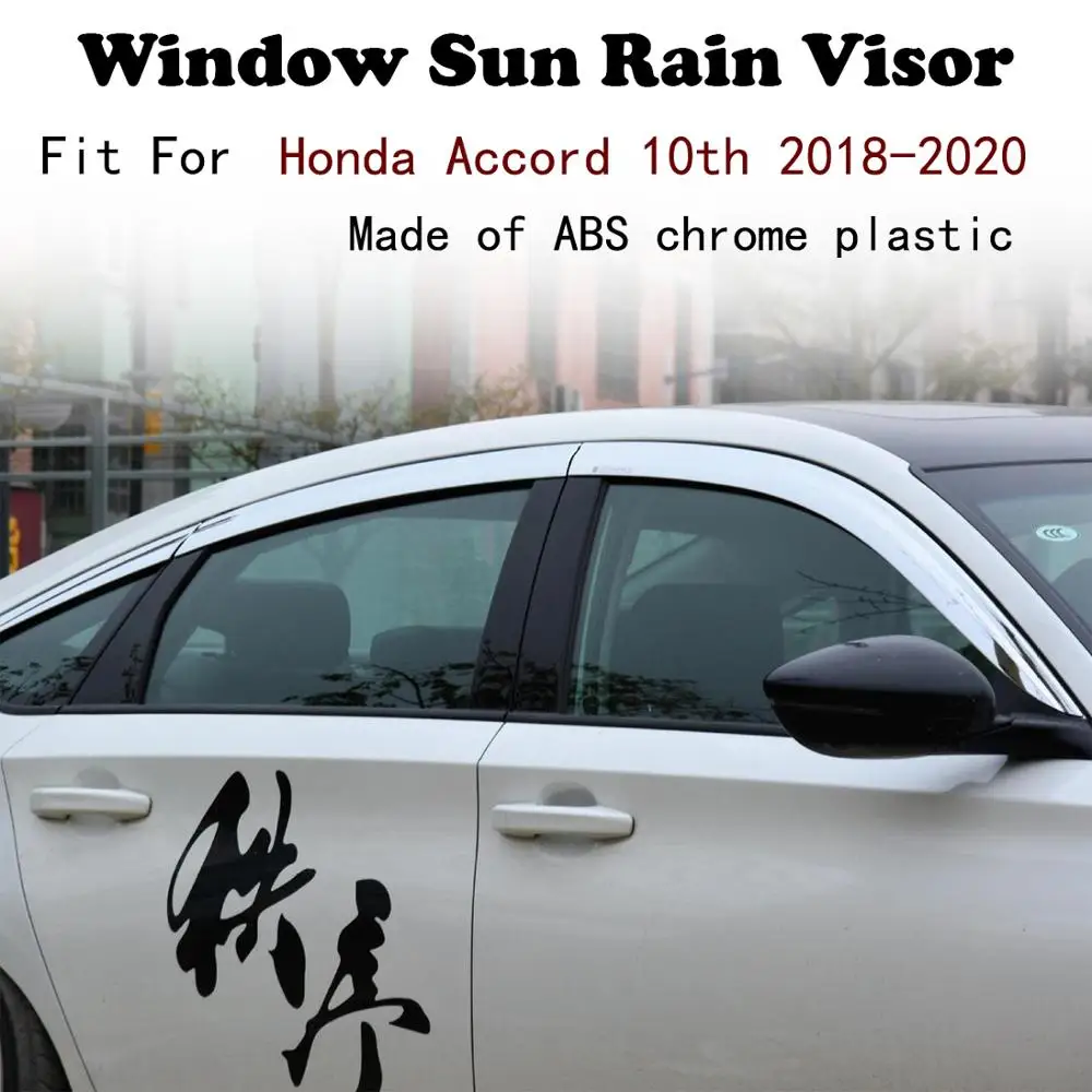 

ABS Chrome plastic Window Visor Vent Shades Sun Rain Guard car accessories For Honda Accord 10th 2018-2020