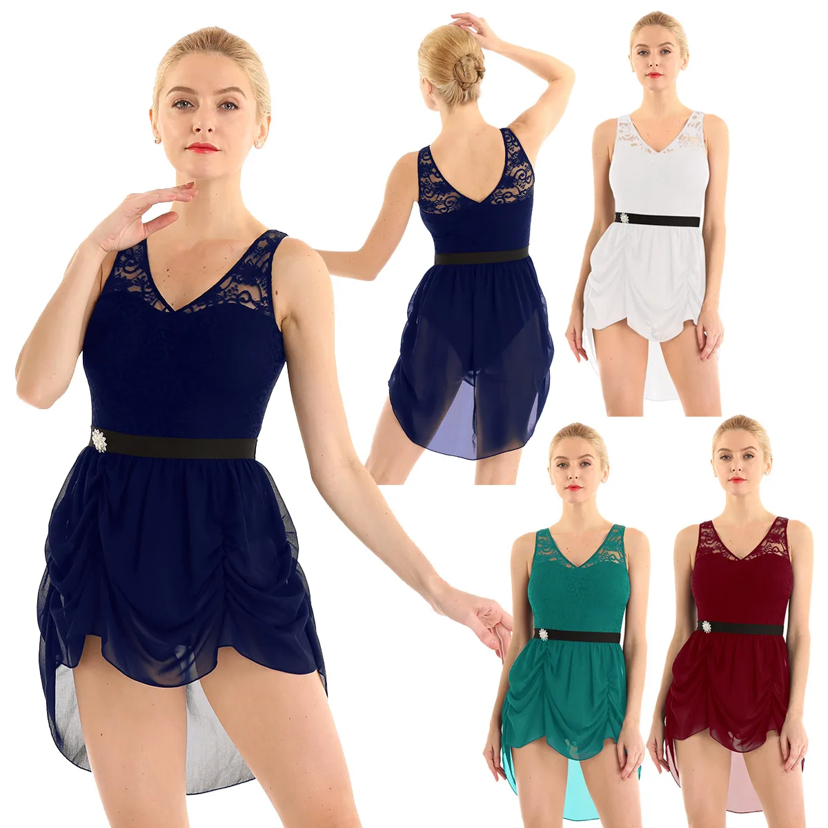 2020 женское платье без рукавов с цветочным кружевным лифом асимметричное