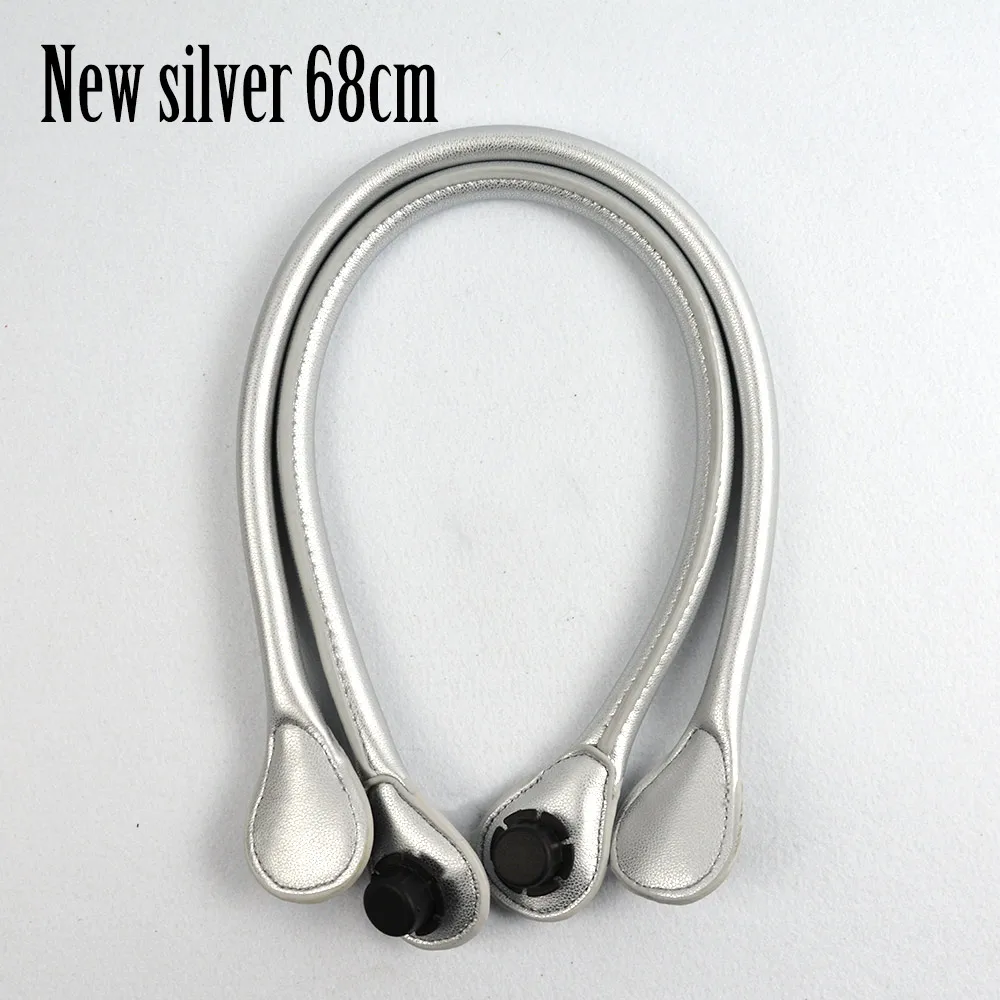 New silver 68cm 1 пара длинных коротких ручек из искусственной кожи Pu для Obag, Классическая Мини сумка O, женские сумки, Классические Мини EVA O сумка - Цвет: New silver 68cm