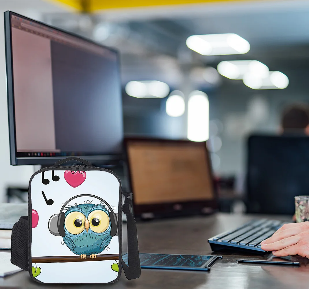 Новые сумки для ланча с рисунком совы музыка сердце путешествий на открытом