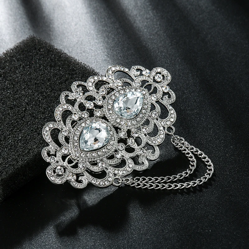 WEIMANJINGDIAN Factory Price High Quality Pear Cut Crystal Rhinestones Chain Brooches for Women or Wedding | Украшения и