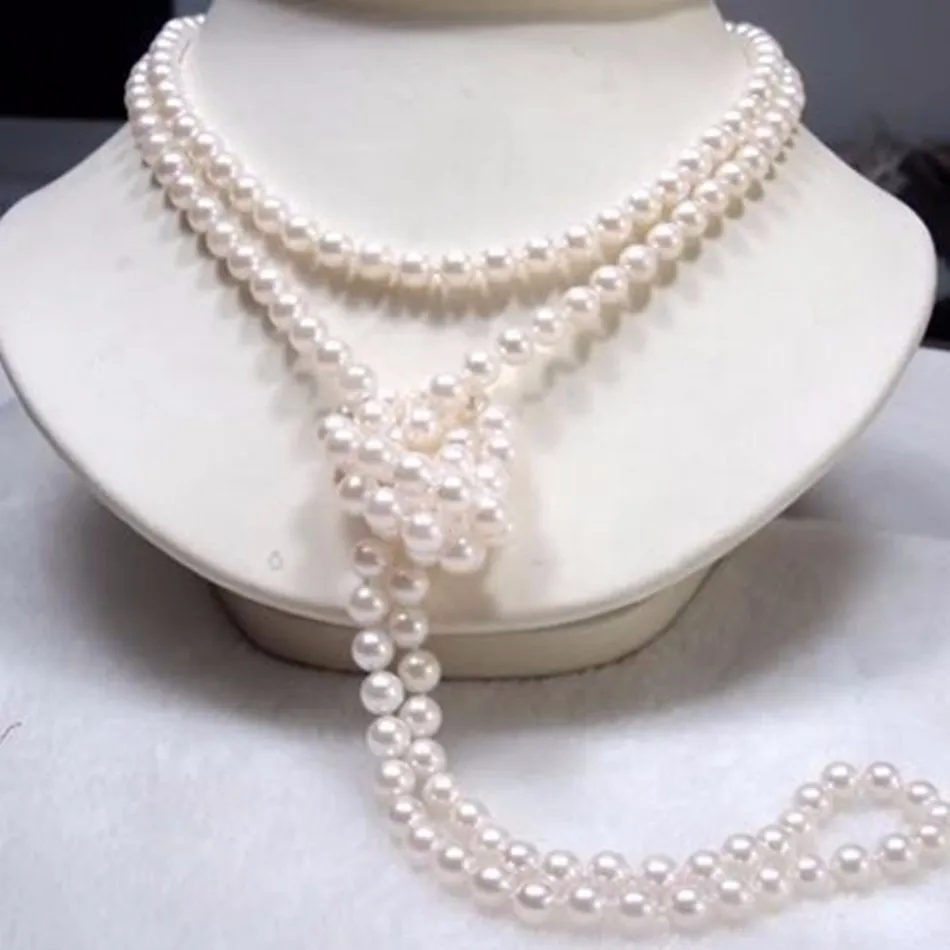 

natural freshwater cultured pearl round 7-8mm long chain nacklce for women high quality jewelry 46inch MY4587