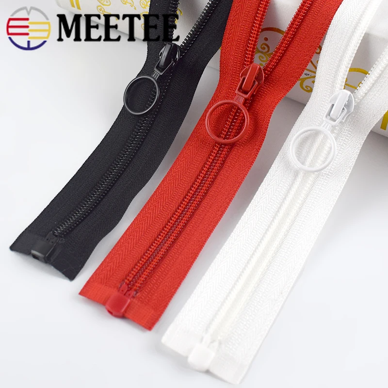 

5pcs Meetee 70/100cm 5# Nylon Open-End Zipper Auto Lock O Ring Zip Head Pull Slider Bag Garment Clothing DIY Sewing Accessories