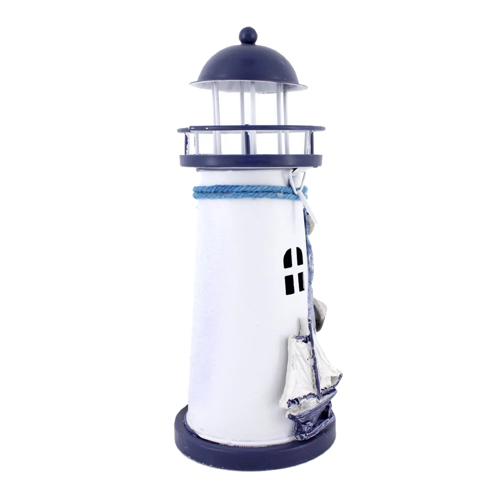 18cm Sailing White 1 шт. из кованого железа Морской Маяк фонарь подсвечники морская тема домашний кафе Настольный центральный - Цвет: 18cm Sailing White