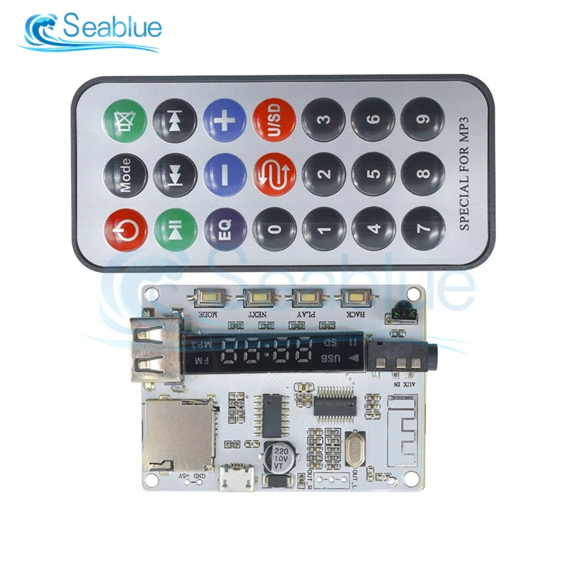 Светодиодный цифровой Mp3-декодер модуль Bluetooth плеер FM-радио USB TF микро SD ЖК-экран