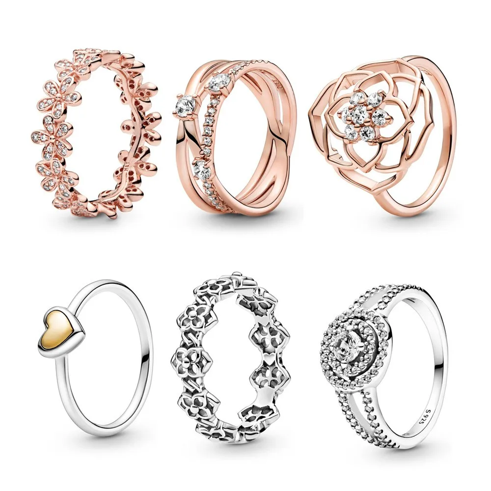 

100% 925 Silver New Sparkle Love Hollow Out Orchid PAN Ring Suitable For Women's Wedding Party Gift Diy Charm Fashion Jewelry