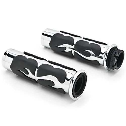 Motorcycle 1&quot Rubber Chrome Flame Handlebar Hand Grips For Chopper | Автомобили и мотоциклы